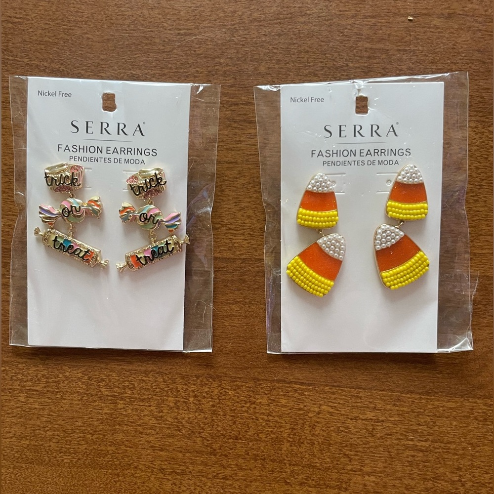 - - 2  pair of Halloween costume jewelry, post earrings. Brand new in package